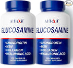 Premium Glucosamine & Chondroitin Nutritional Supplement - Healthy Joint, Bone & Knee Support - Rich in MSM & Collagen - Organic Natural Ingredients - Made in USA - 120 Capsules - 2 Pack