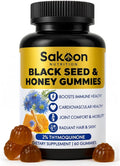 Sakoon nutrition Black Seed Oil Gummies with Honey and W/ 2%+ THYMOQUINONE - Nigella Sativa Seeds - Super antioxidant for Immune Support, Joints, Digestion, Hair & Skin - 60 Gummies