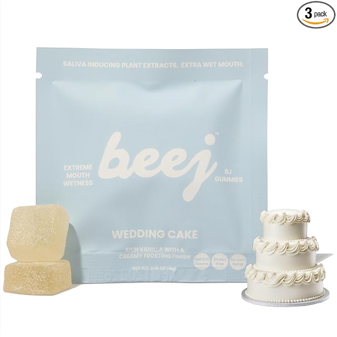 BEEJ Gummies for Couples - Natural Intimacy Gummy Candy - Romantic Gift for Birthday, Honeymoon, Anniversary, Valentines Day - No Artificial Flavors - Made in USA - 3 Pack, Wedding Cake