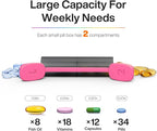 Weekly Pill Organizer 2 Times a Day - Am Pm Pill Box 7 Day, Large Twice Medicine Pill Case for Daily Medication, Vitamins, Fish Oils, Supplements Portable Week Pill Holder Container, Rose Pink