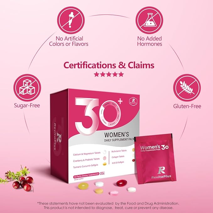 Multivitamin for Women with Vitamin A,B,C,D3,E,K2,Biotin, Collagen,Krill Oil,Cranberries Supports Energy,Wellness,Beauty and Immune - Vitamin Packs for Women Health 2 PCS-60 Packs