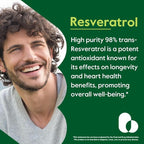 BESTVITE Resveratrol 600mg (60 Vegetarian Capsules) - 98% Pure Trans-Resveratrol - No Stearates- Vegan - Gluten Free - Non GMO