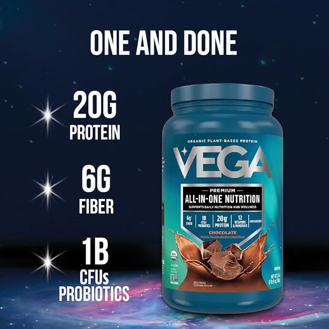 Vega All in One Nutrition Organic - 20g Plant-Based Pea Protein, French Vanilla, 43 Servings, Vitamins A & C, Probiotics, Greens, Vegan, Keto, Gluten Free, 3.63lbs (Packaging May Vary)