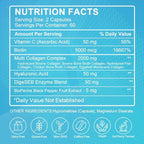 TheraSuva Multi-Collagen Complex + Biotin + Vitamin C – Types I, II, III, V & X – Natural Supplement for Hair, Skin, Nails & Joint Support, 2 Month Supply, 120 Softgels
