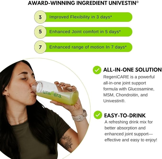 Holiday Gift Set, Joint Support with Univestin®, Glucosamine, Chondroitin & MSM — Bottle & Frother Included, Green Apple Flavor, 30 Servings