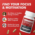 Herbal Nitro Extreme Energy Pills - 6 to 10 Hour Boost, No Crash or Jitters Maximum Strength Natural Energy Supplement for Women & Men - Fatigue, Focus & Motivation (60 Count)