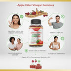 Apple Cider Vinegar Gummies with The Mother – Organic ACV + Pomegranate, Beetroot & B12 – Digestive, Detox & Energy Support – Vegan, Halal – 60 Gummies