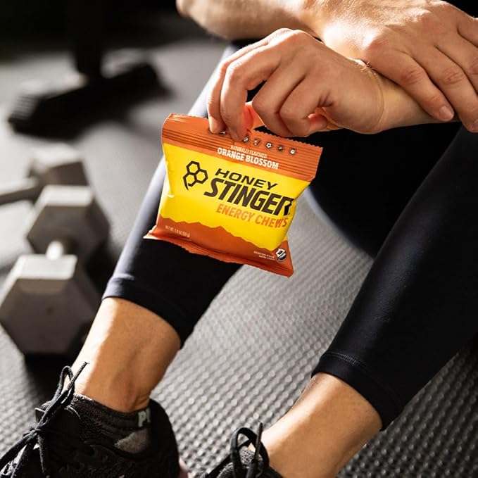 Honey Stinger Organic Orange Blossom Energy Chew, Gluten Free & Caffeine Free, for Exercise, Running and Performance, Sports Nutrition for Home & Gym, Pre and Mid Workout, 21.6 Ounces (Pack of 12)