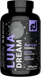 Luna Dream Natural Sleep Supplement for Relaxation & Restful Sleep (90 Capsules) - Natural Sleep Aid with Valerian Root, Ashwagandha, Magnesium, L-Tryptophan, Lemon Balm, & More - Melatonin Free