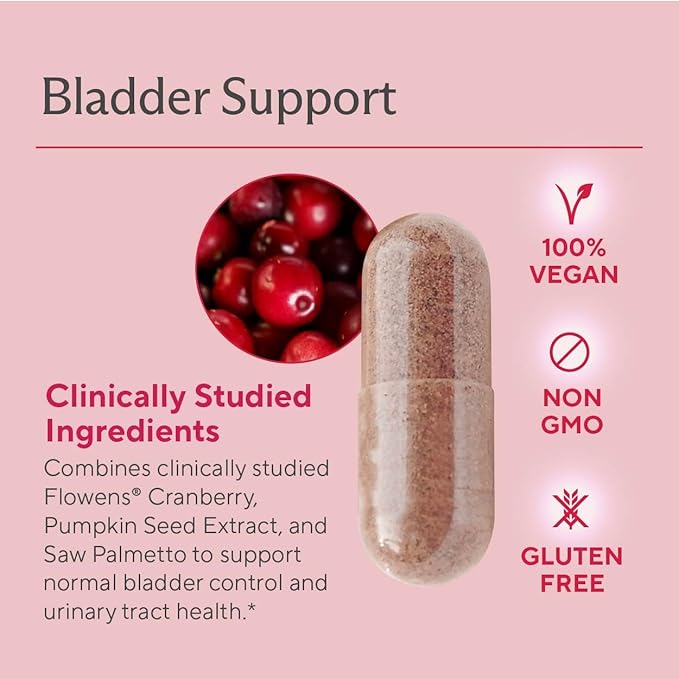 Premium Bladder Support Supplement – Bladder Control Supplement for Occasional Urinary Urgency, Frequency & Leakage – With Clinically Studied Cranberry, Pumpkin & Saw Palmetto - 60 Capsules