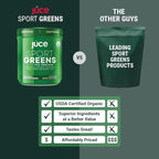 Juce SG7 Sport Greens Powder Supplement | Organic Plant Based Protein | Green Juice Powder | Probiotics | Mushrooms | Mixed Berry Flavor | 30 Servings | By Terra Kai Organics