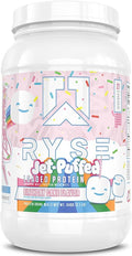 RYSE Loaded Protein Powder - Jet-Puffed Birthday Cake - 25g Whey Protein Isolate & Concentrate with Prebiotic Fiber & MCTs - Low Carb, Low Sugar, Digestive-Friendly - 27 Servings / 2 lb Tub