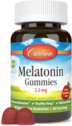 Carlson - Melatonin Gummies, 2.5 mg, Healthy Sleep, Promotes Relaxation, Natural Strawberry Flavor, 60 Gummies