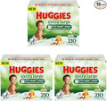 Huggies Extra Large Baby Wipes, Unscented, 15 Flip-Top Packs, 630 XL Wipes Total, Packaging May Vary (Pack of 3)