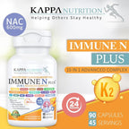 (60 Capsules), NAC 600mg, Quercetin 1,000mg, Vitamin C 500mg, Zinc 50mg, Vitamin D3 5,000iu, Selenium, Copper, Acerola, Ginger, Rutin, Citrus Bioflavonoids, Rose Hips, Echinacea, Immune N Plus 15 in 1