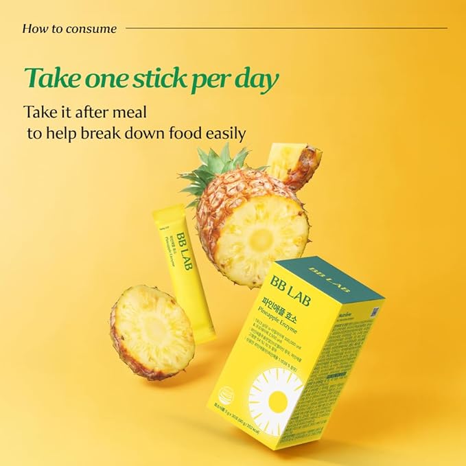 BB LAB Pineapple Enzyme Supplement, Natural Digestive Enzymes with α-Amylase, Protease, Bromelain, Korea Formula, Supports Carb & Protein Breakdown