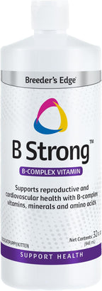Breeder's Edge B Strong Liquid, Vitamin B for Dogs and Cats, Supports Canine and Feline Reproductive Health, Promotes Healthy Heat Cycles, Provides Energy, and Stimulates Appetite, 32 oz
