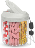 HIONXMGA Pill Dispenser with 7 Large Compartments, Pill Bottle Organizer for Travel, Supplement Organizer with Anti-Mixing Design, BPA-Free Pill Container with 20 Pcs Labels, Grey