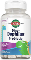 KAL DinoDophilus Probiotics for Kids - Chewable Kids Probiotic with 2 Billion CFU for Children's Gut Health and Digestion Support - Natural Black Cherry Flavor, 60 Chews