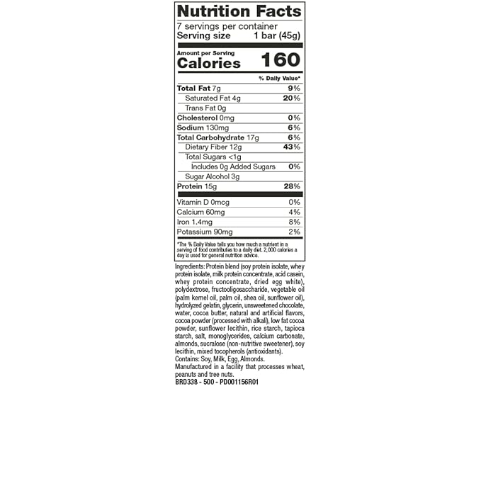 PROTIFIT - Low Calorie Snack Bar for Healthy Diets, High Protein, 15g Protein, Low Carb, Low Sugar, Ideal Protein Compatible, 7 Servings Per Box (Chocolate Crisp)