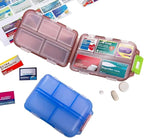 Pill Organizer with Medicine Labels Travel Daily Pill Container Mini Medication Organizer Storage Pill Organizer Travel Essentials Pill Case 7 Day (Grey & 161 Lables)