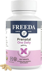 FREEDA Prenatal Vitamin - Kosher Prenatal with Iron, Methylfolate (Bioavailable Folic Acid), Choline & Vitamin D - One Daily Multivitamin for Pregnant & Lactating Women (100 Count)