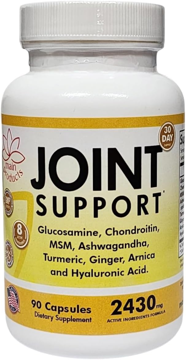Joint Support - Glucosamine Chondroitin MSM Hyaluronic Acid Ashwagandha Turmeric Ginger Arnica - 2430mg Joint Support Supplement, Micronized, 90 Capsules.