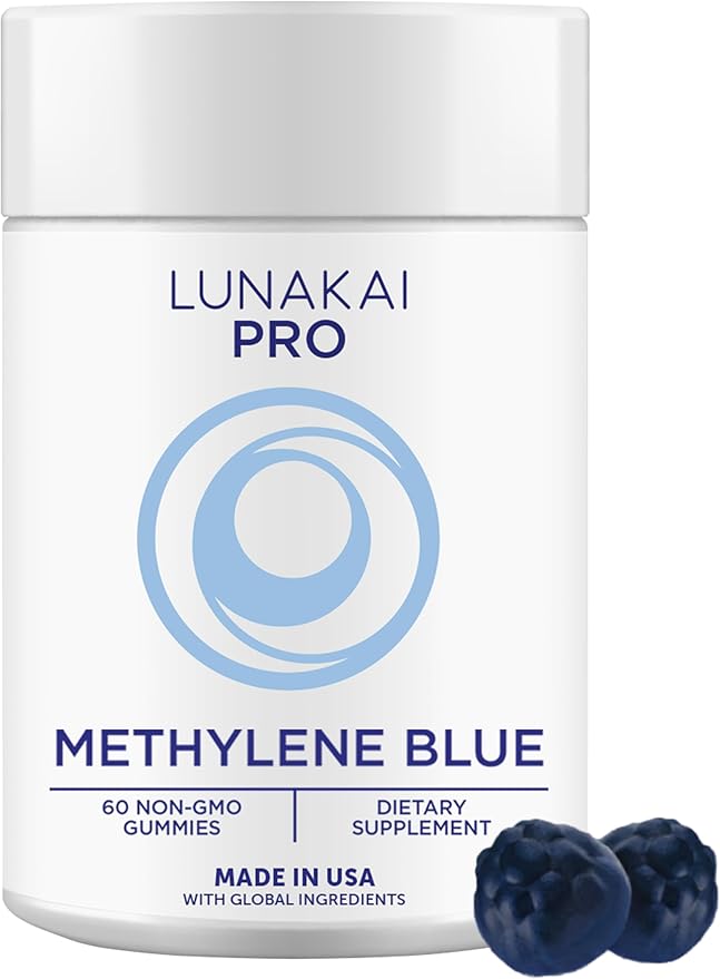 Lunakai PRO USA Made Methylene Blue Gummies 20mg with CoQ10 & Vitamin C – USP & Pharmaceutical Grade Daily Nootropic for Brain Focus, Cognitive Support & Energy, Non-GMO, 60ct