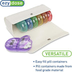 EZY DOSE Weekly (7-Day) AM/PM Pill Case, Medicine Planner, Vitamin Organizer, Pop-Out Compartments, 2 Times a Day, Rainbow Lids, Includes Cream Case, BPA Free