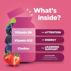 Vegan Kids Focus Gummies - Potent Chewable Brain Support for Children - Enhances Concentration & Memory - Calming Supplements & Focus Gummies for Kids - Non-GMO & Gluten-Free - 60 Count - 3 Pack