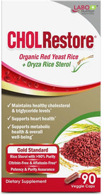 LABO Nutrition CHOLRestore – Red Yeast Rice with Phytosterol Health Supplement, Supports Healthy Cholesterol Levels, Citrinin, Aflatoxin & Soy Free, 90 Vegetarian Capsules