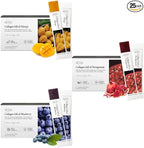 WELLINUS Collagen Jelly Stick, Marine Collagen, Fast Absorbing, Snack, Ultra-Low Weight Molecular Marine Collagen, HACCP Certified, 22.05 oz/Pack of 25 (3 Pack, Pomegranate Mango Blueberry)