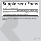 Sports Research® Magnesium Glycinate - Supports Restful Sleep & Enzymatic Processes - 160 mg Chelated Magnesium - Vegan Capsule - 90 Count