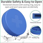 2 Pack Small Pill Box,Premium Thick Silicone 3 Compartment Travel Pill Box for Home/Desk Organizer, Portable Compact Medicine Holder for Vitamin, Cod Liver Oil, Supplement(Purple+Blue)