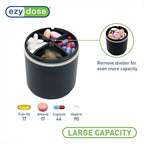 EZY DOSE Mini Vitamin Organizer, Multi Compartments, Portable and Compact Design, Easy Access Sliding Pill Dispenser, Supplement Organizer with Anti-Mix Design, Travel Friendly, Large, Black and Cream