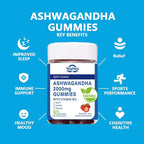 Suiyilary Ashwagandha Gummies 2000mg, Ashwagandha High Strength Root Extract Supplement with Vitamin B12 for Men Women, Strawberry Flavour 45 Days Supply 90 Gummies