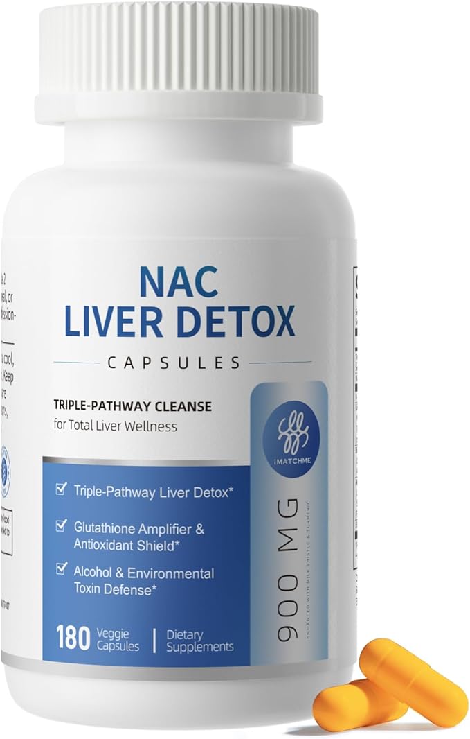 NAC Supplement 900 mg – Liver Cleanse Detox & Repair, Antioxidant & Cellular Health, Alcohol Defense Support – N-Acetyl Cysteine Capsules with Milk Thistle, Turmeric, Dandelion & Artichoke – 180 Count