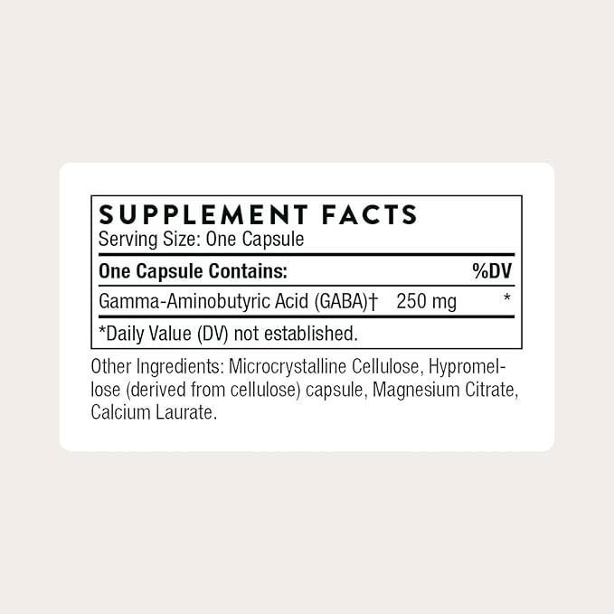 THORNE - PharmaGABA-250 - GABA Supplement - 250 mg Natural Source Gamma-Aminobutyric Acid - Promotes a Calm, Relaxed, Focused State of Mind* - 60 Capsules