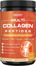 ZEBORA Multi-Collagen-Peptides-Powder for Joint Recovery with MSM & CS - 50 Servings of Hydrolyzed Collagen for Women Men - Type I II III V X Collagen for Skin Hair Nail & Joint Support, Keto Friendly