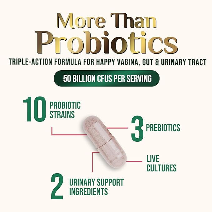 Probiotics 50 Billion CFU per Serving - 10 Strains & Prebiotics - Supports Women's pH Balance, Digestive, UT & Feminine Health - SVag Women Health Supplements - Shelf Stable Bottled USA - 60 Capsules