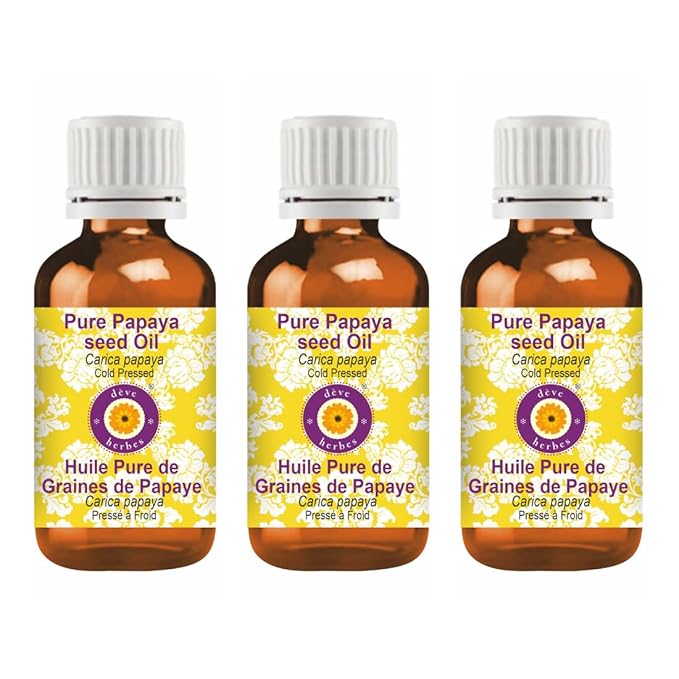dève herbes Pure Papaya Seed Oil (Carica Papaya) Cold Pressed (Pack of Three) 100ml X 3 (10 oz)