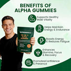 SupremeMale 10 in 1 Alpha Gummies, Alpha Shilajit Gummies for Men, Supports Daily Energy, 60 Count(1 PC)