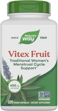 Nature's Way Vitex Fruit, Traditional Menstrual Cycle Support*, Traditional Women's Health Support*, Chasteberry Supplement for Women, Vegan, 320 Capsules (Packaging May Vary)