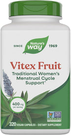 Nature's Way Vitex Fruit, Traditional Menstrual Cycle Support*, Traditional Women's Health Support*, Chasteberry Supplement for Women, Vegan, 320 Capsules (Packaging May Vary)