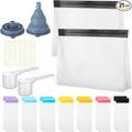 21 Pcs Protein Powder Travel Container Set Reusable Protein Powder Supplement Packets Container to Go Portable Zip up Bags Organizer with Funnels, Spoons and Labels