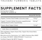 Truvani Organic Turmeric Curcumin Tablets 1,350 mg Each - Natural Joint Support with Black Pepper for Absorption - 90 Tablets