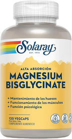 SOLARAY Magnesium Glycinate Capsules, Chelated Magnesium Bisglycinate w/BioPerine, Higher Absorption Magnesium Supplement - Bones, Muscles, Heart Support, Vegan (30 Servings, 120 VegCaps)