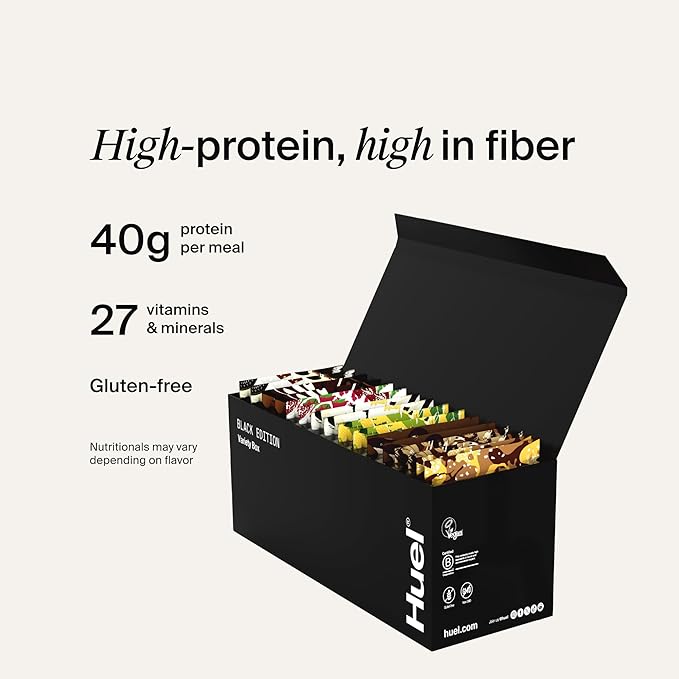 Huel Black Edition | Variety Pack 40g Vegan Protein Powder | Nutritionally Complete Meal Replacement | 27 Vitamins and Minerals, Gluten Free | 16 Single Serving Packets