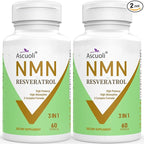 99% Ultra Purity NMN 500mg + Trans-Resveratrol 600mg, 1150mg NMN Resveratrol Supplement, 3-in-1 Advanced Formula for Boost* NAD, Cell, Immune, Energy & Muscle, Healthy Aging, Stabilized Form, 120 Caps