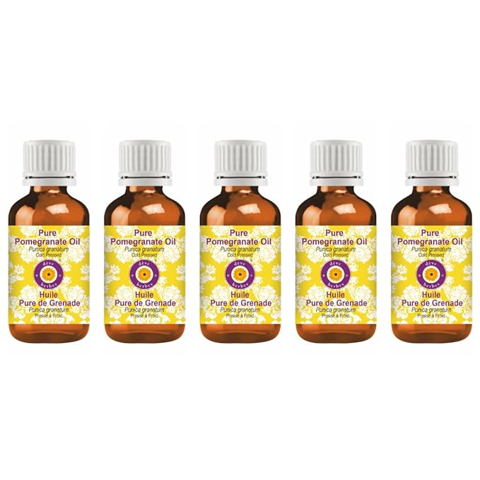 Deve Herbes Pure Pomegranate Oil (Punica granatum) Cold Pressed (Pack of Five) 100ml X 5 (16.9 oz)